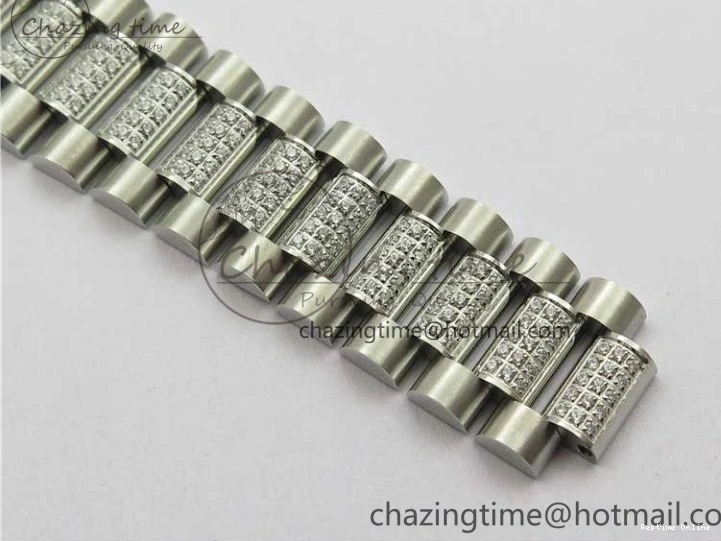 0516 Day-Date 36mm 128239 SS Crystal BP Best Edition White MOP Crystal Marker Dial on SS President Bracelet A MoistureWicking 2682